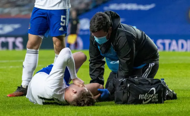 Cove Rangers' Jamie Masson lies injured