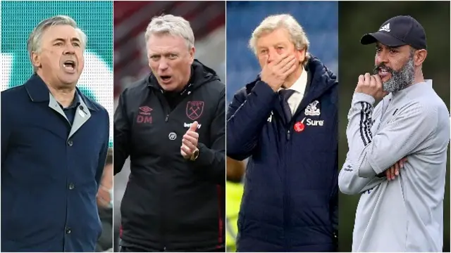 Carlo Ancelotti, David Moyes, Roy Hodgson, Nuno Espirito Santo