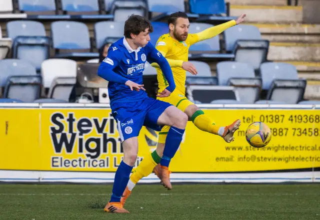 QOTS' James Maxwell (left) battles with Hibernian's Martin Boyle