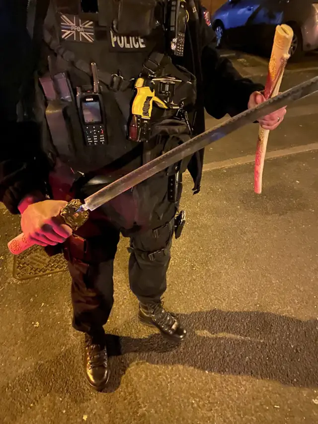 A sword found during the "fake" callout