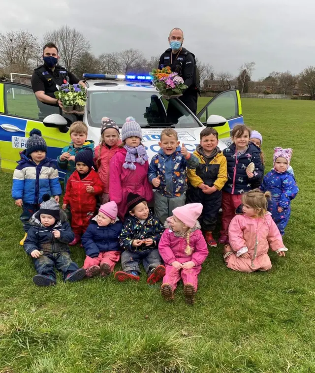 Police officers visited the pre-school after the vandalism