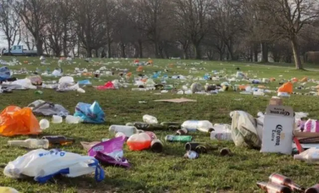 Litter in Hyde Park, leeds