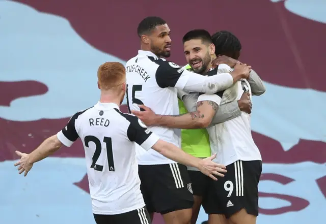 Aleksandar Mitrovic celebrates scoring against Aston Villa