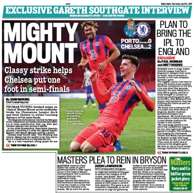 Back page of the Daily Mail on 8 April 2021