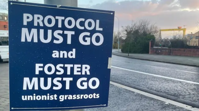 Sign reading 'Protocol must go' in east Belfast