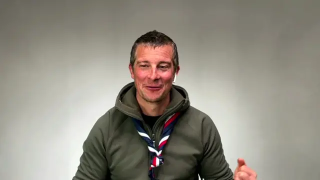 Bear Grylls speaking to BBC World News