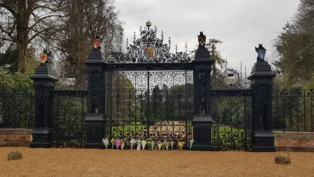 Flowers left at Sandringham