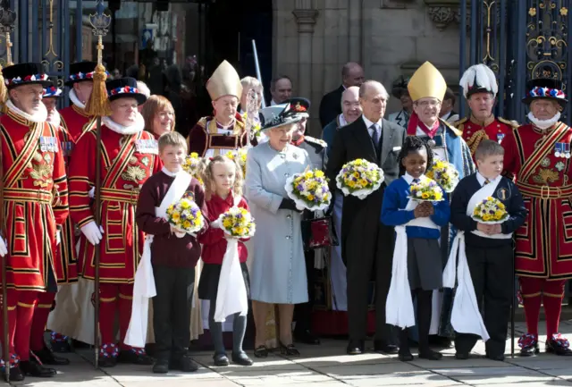 The Queen and Prince Philip at Derby Cathedral in 2010