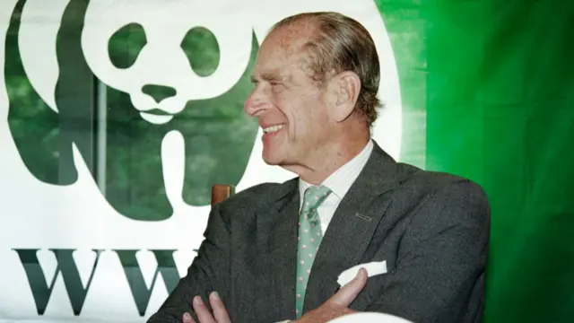 Prince Philip, Duke of Edinburgh, taking part in a press conference for the World Wide Fund for Nature (WWF) in Ougney-les-Champs, eastern France, in 1995