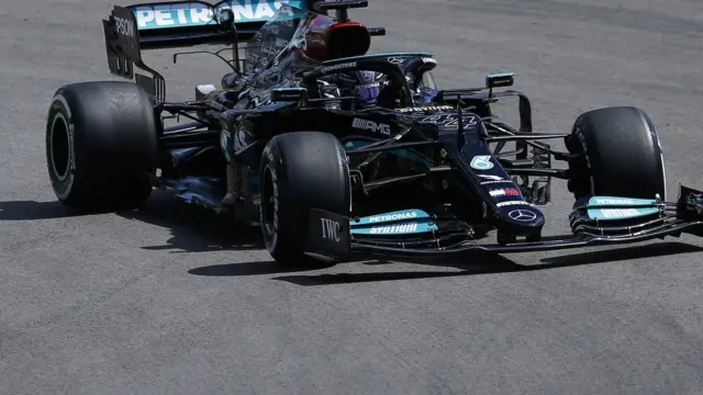 Lewis Hamilton on track