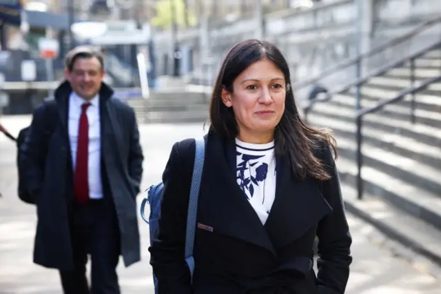 Lisa Nandy and her Labour colleague Jonathan Ashworth walking through Westminster yesterday