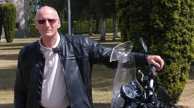 Howard Singer with his motorbike