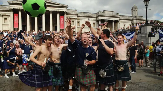 Scotland fans in Trafalgar Square
