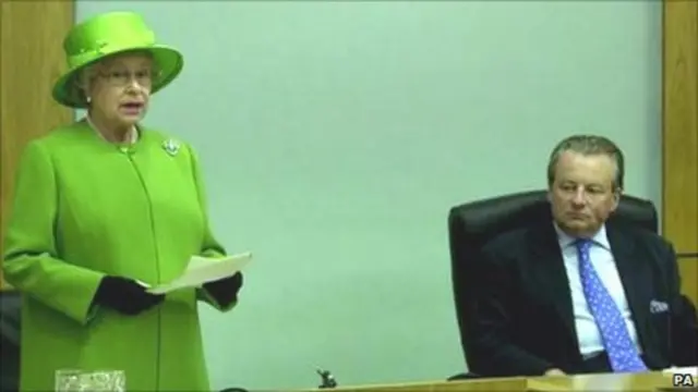 Lord Elis-Thomas was the first presiding officer, from 1999 to 2011.  Pictured listening as The Queen addressed the assembly in 2002