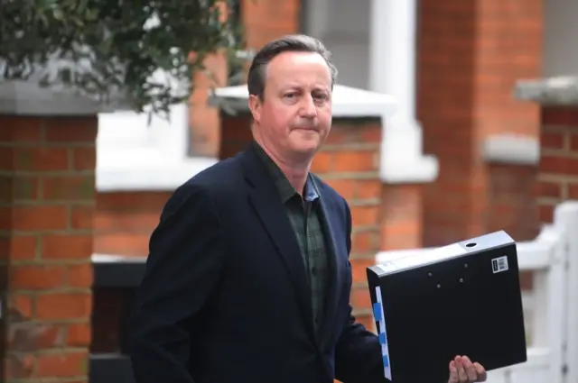 David Cameron leaving his home in London earlier this morning.