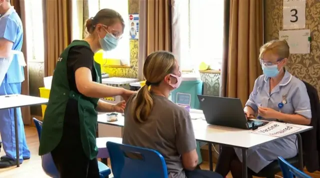 Inside the Hexham Mart vaccine centre