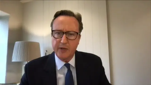 David Cameron is appearing by video link