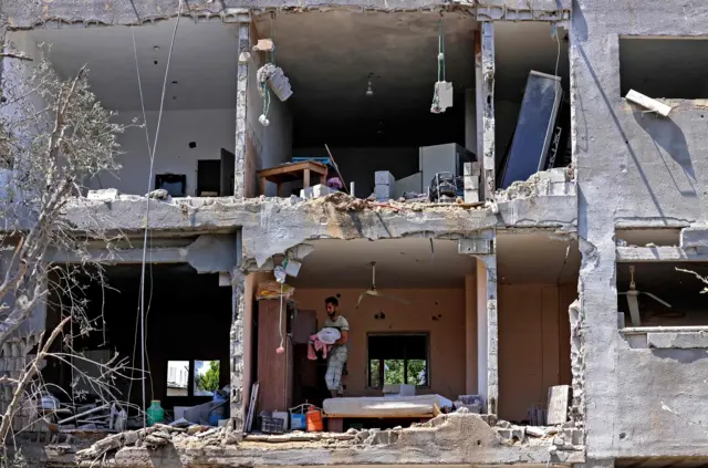 A bombed-out house in Gaza