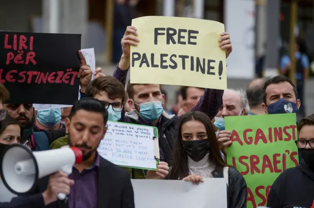 pro-Palestinian protests in Pristina, Kosovo