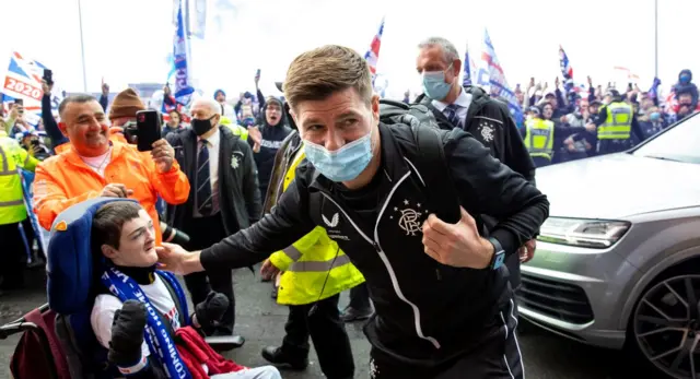 Steven Gerrard arrives at Ibrox