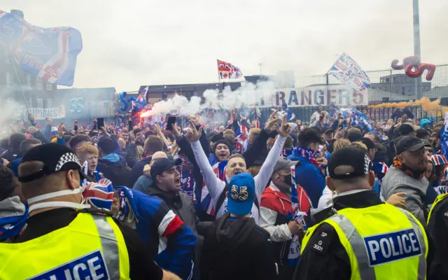 It's getting very busy outside Ibrox as kick-off approaches