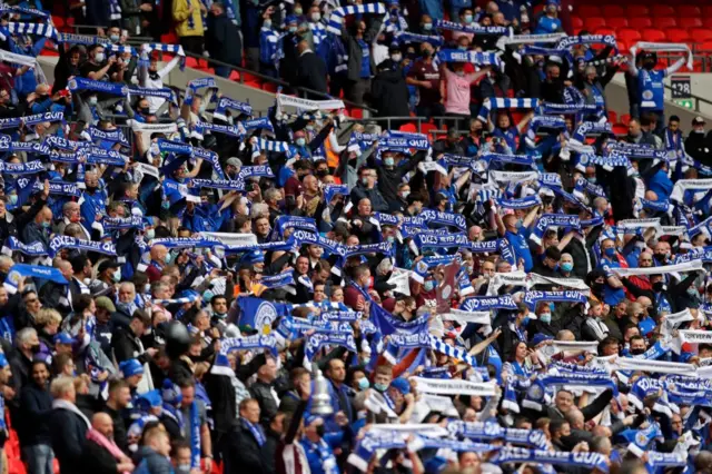 Leicester fans, 2021 FA Cup final, Wembley