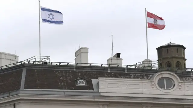 Austrian Federal Chancellery raised the Israeli flag as a sign of solidarity, in Vienna on May 14, 2021