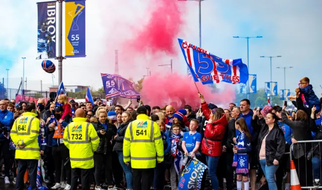 Rangers fans outside Ibrox