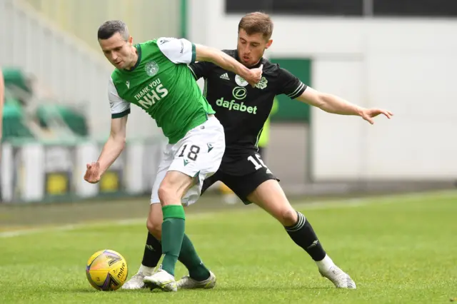 Hibs' Jamie Murphy and Celtic's Jonjoe Kenny