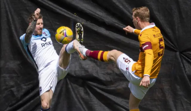 Ross County's Michael Gardyne and Motherwell's Nathan McGinley