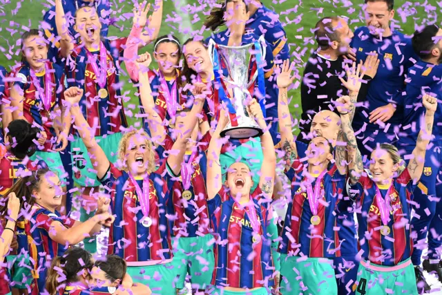 Barcelona lift the Women's Champions League Trophy