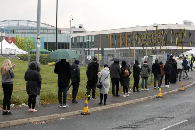 Surge vaccinations queue in Bolton