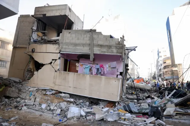 Building in Gaza hit by air raid