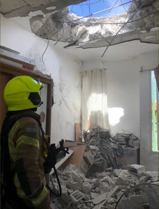 This is the scene of the synagogue, in a picture posted by Israel's fire and rescue services.