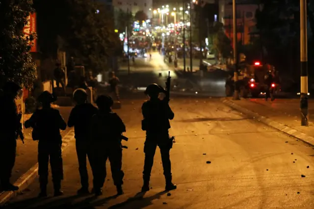 Israeli forces intervene in a rally marking the 73rd anniversary of the Nakba Day (Catastrophe) and protest against Israeli attacks in Gaza Strip in Bethlehem, West Bank on May 15, 2021