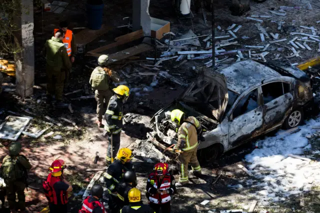 Aftermath of rocket strike in Ramat Gan