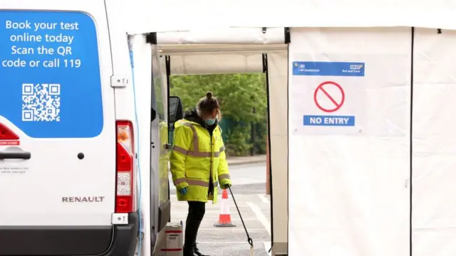 A person working at a Covid testing centre