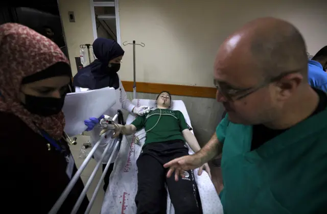 Palestinian boy is treated in a Gaza hopsital