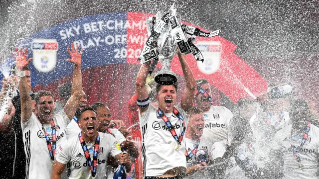 Fulham celebrate winning the Championship play-off final