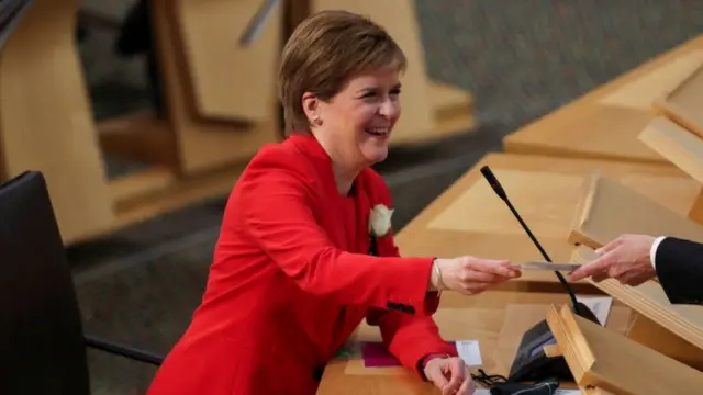 Ms Sturgeon's SNP won 64 of the parliament's 129 MSPs in the election on 6 May