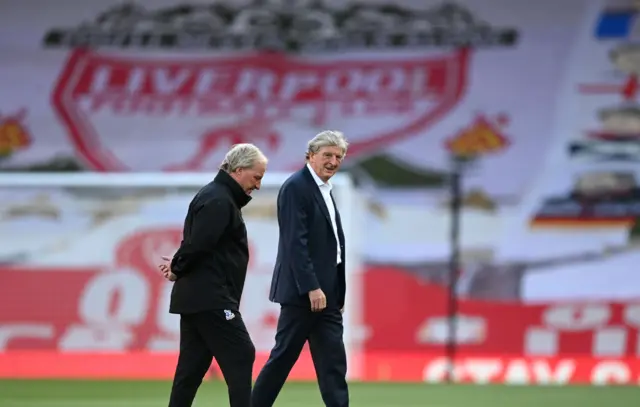 Roy Hodgson on the pitch at Anfield