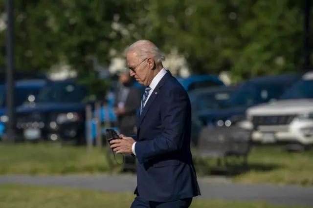 Image shows Joe Biden earlier today