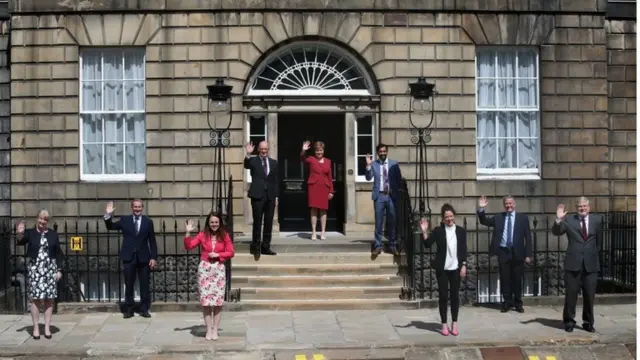 Ms Strugeon unveiled her new cabinet team on the steps of her official Bute House residence in Edinburgh