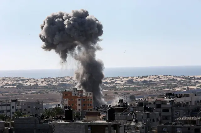 The Israeli military has continued to carry out air strikes in Gaza in response to rocket fire from Palestinian militants