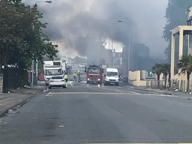 Smoke rising from fire in Bradford