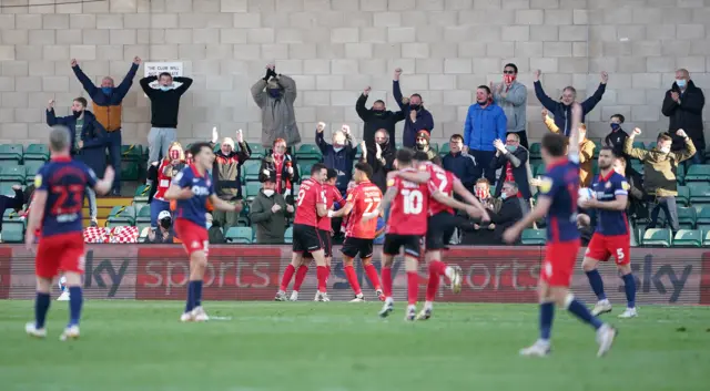 Lincoln celebrate Johnson's goal