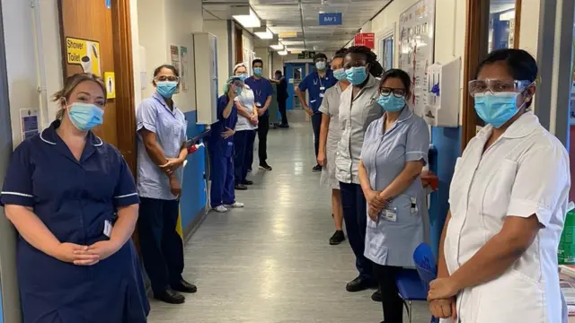 Staff during the coronavirus pandemic at Leicester Royal Infirmary