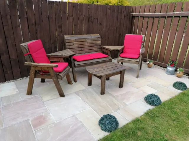 Seating in the renovated garden