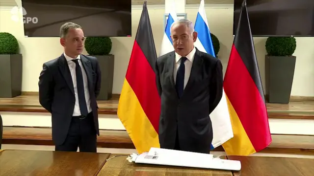 Video grab of Heiko Maas and Benjamin Netanyahu's press conference in Jerusalem on 20 May 2021