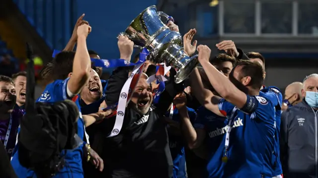 Linfield celebrate another Irish Cup success